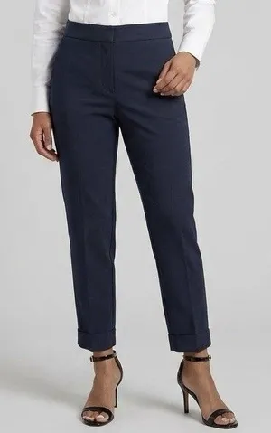 Ann Taylor Eva High Rise Ankle Pants Sz 2 Navy Blue Cuffed Dress Trouser Work thumbnail 1