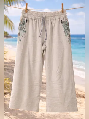 Grey State Cotton & Linen Graphic Print Crop Pants - NWT - Size 3 (US L) thumbnail 1