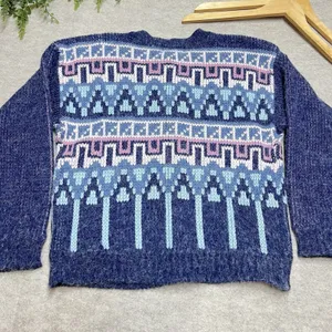 Paris Sport Club Universal Cardigan Womens‎ S Vintage Blue Fair Isle Grandmacore thumbnail 4