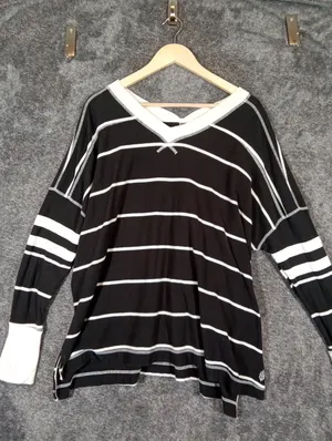 Free People Printed All Star Layer Oversized V Neck Long Sleeve Boho Sporty M thumbnail 4