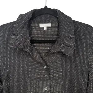 Habitat Clothes to Live In XS Crinkle Knit Button Blouse Top Minimalist thumbnail 2