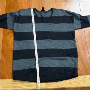 Ann Taylor Women’s‎ Charcoal and Black Striped Sweater size L thumbnail 8