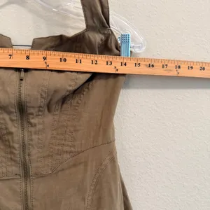 Anthropologie‎ Zip-Front Corset Midi Dress Womens XS Smocked Back Halter Olive thumbnail 15