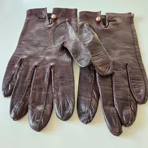 Leather vintage gloves brown size XS thumbnail 4