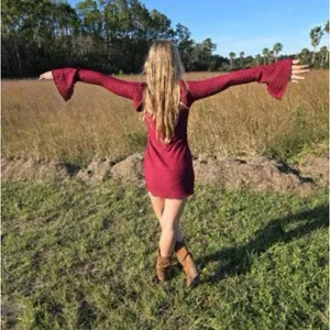 NWT Wild Fable Split Long Sleeve Mini A-Line Cranberry Size Small Dress thumbnail 6
