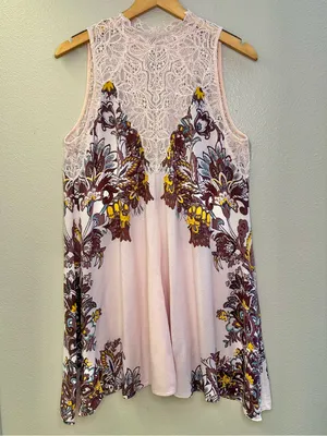 NEW Free People Marsha Lace-Neck Printed Mini Dress Tunic Top thumbnail 8