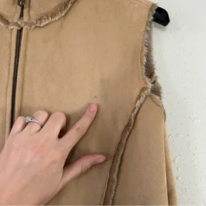 Live A Little Faux Suede Faux Fur Tan Vest Bohemian Casual Western 70s Retro XL thumbnail 8
