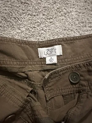 Vintage Ann Taylor Loft green cargo cropped or regular length pants size 4 thumbnail 2