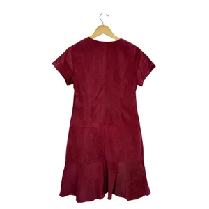 Hope &‎ Harlow Corduroy Mini Dress Womens Sz 6 Red V-Neck Front Zip Short Sleeve thumbnail 2