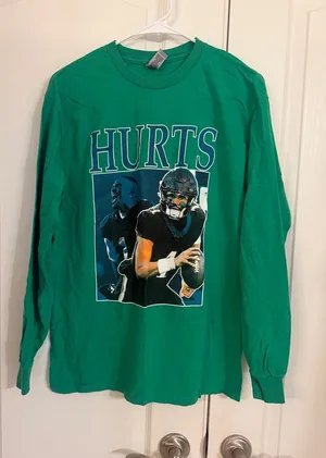 Gildan Jalen Hurts #1 (Eagles) Bright Green Crewneck Tee Unisex thumbnail 1