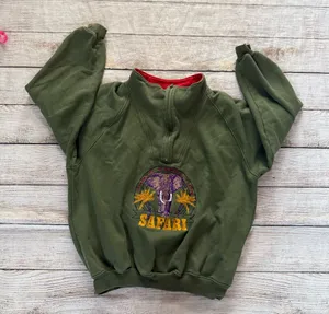 Harry Rosen olive green elephant safari quarter zip sweatshirt size large thumbnail 1