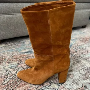 Marion Parke Womens Delila Suede Pointed Toe Mid-Calf Boots Camel Tan Size 38 8 thumbnail 3