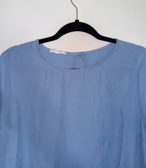 Maurices Delton Blouse Solid Light Blue Button Back Long Sleeve thumbnail 4
