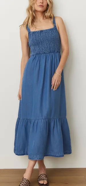 Marine Layer Selene Blue Maxi Dress Sleeveless XL thumbnail 1