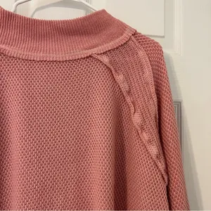 Free People We The Free Oversized Thermal Small Pink Sweater Top She’s a Keeper thumbnail 6