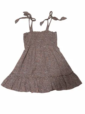 Aerie Boho Smocked Brown Ditsy Floral Tie-Strap Mini Dress M thumbnail 4