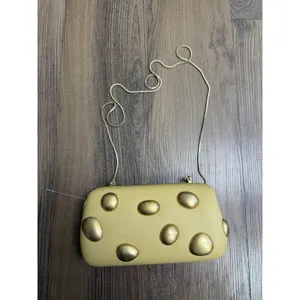 Zara Gold Pebbles Rigid Clutch Purse Crossbody Luxury Bag Tik Tok Runway thumbnail 2