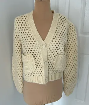 English Factory Cream Open Knit Cardigan thumbnail 1