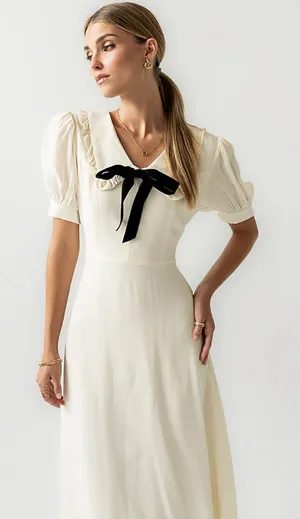 NWT Bohme Maren Collared Midi Dress -medium thumbnail 1