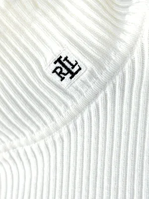 Lauren Ralph Lauren Women’s XL White Ribbed Turtleneck Sweater Logo Stretch thumbnail 4