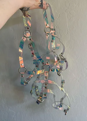 iHeartRaves Holographic Iridescent Rainbow PVC Harness thumbnail 5