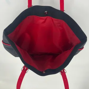 Escada Large Nylon Shopper Tote Black Red Shoulder Bag Travel Tote thumbnail 7
