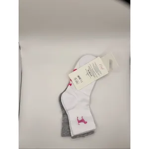 PINK Victoria’s Secret 2-Pack Quarter Socks White Gray NWT thumbnail 7