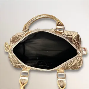 Victorias Secret Angel‎ Metallic Gold Quilted Satchel Travel Y2K Handbag Purse thumbnail 9