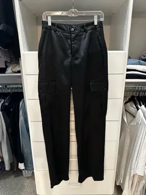 ZARA Satin Cargo Pants Black thumbnail 6