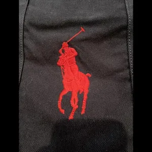 Polo Ralph‎ Lauren Tote Bag Blue Canvas Denim Pony & Flag Embroidery 20x15x6” thumbnail 3