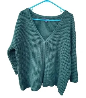 Lands’ End size L chunky knit dolman sleeves V Neck cardigan. thumbnail 1