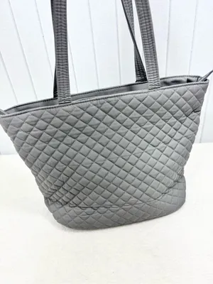 Vera Bradley Gray Quilted Penguin Tote with Red Scarf Accents NEW thumbnail 6
