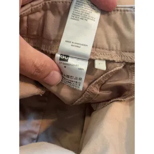 GU Women Beige Cotton Pleated Cargo Pants High Rise Relaxed Fit 827-459041 L thumbnail 7