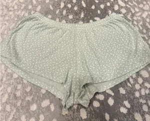 Brandy Melville green floral shorts with eyelets thumbnail 1