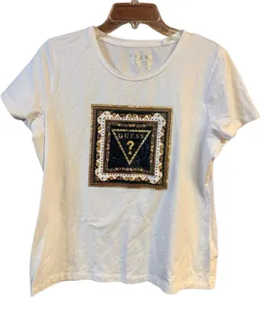 Guess embellished T-shirt white Sz XXL (16) NWT thumbnail 1