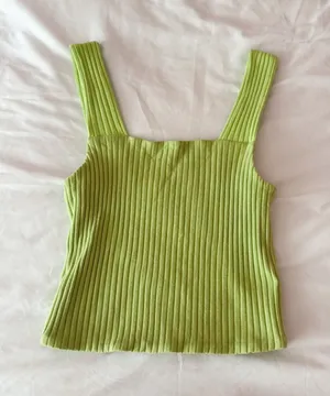 American Eagle Soft & Sexy Lime Green Ribbed Square Neck Top Size XS thumbnail 1