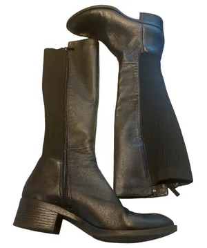 Kenneth Cole Black Knee High Stretchy Ribbed Back Boots thumbnail 1