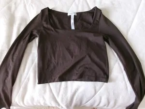 Altar'd State Brown Square Neck Long Sleeve Crop Top thumbnail 2