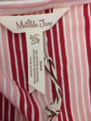 Matilda Jane Red Pink Striped Midi Dress Size XXL thumbnail 5