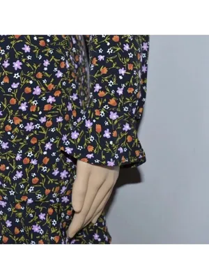 Zara Floral Print Long Sleeve Mini Dress Black Small thumbnail 5