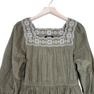MADEWELL Womens S Embroidered Square Neck Corduroy Minidress NEW thumbnail 4