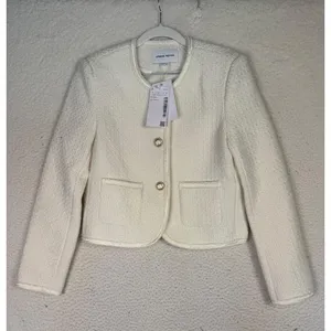 URBAN REVIVO‎ Jacket Womens M White Tweed Business Classic JackieO Academia thumbnail 1