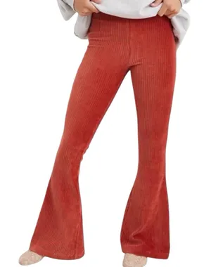 Aerie Groove On Velour High Waisted Flare Pants Size Medium Burnt Orange thumbnail 1