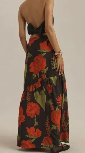Farm Rio A-Line Floral Maxi Slip Skirt, Size XS thumbnail 3