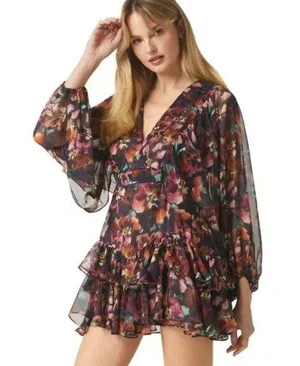 NWT Misa Los Angeles Jolene Libra Fleur Chiffon Mini Dress Size Small thumbnail 1