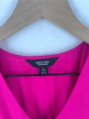 Simply Vera Vera Wang Semi Satin‎ Pink V-Neck Puff Sleeve Maxi Dress Size XS NWT thumbnail 3