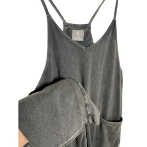 FREE PEOPLE MOVEMENT Hot Shot Jumpsuit Acid Washed Black Medium thumbnail 4