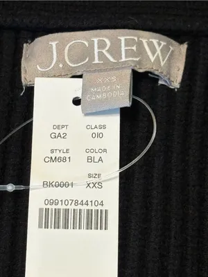 J. Crew Black Ribbed V-Neck Button-Up Cardigan NWT size XXS thumbnail 5