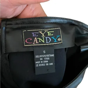 Vintage 90s eyecandy black pleather vegan leather party girl festival Mini Skirt thumbnail 6