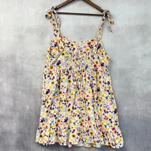 Old Navy Women Floral Cami Dress Size 2X Sleeveless Tie Strap Ruffle Hem Cottage thumbnail 2